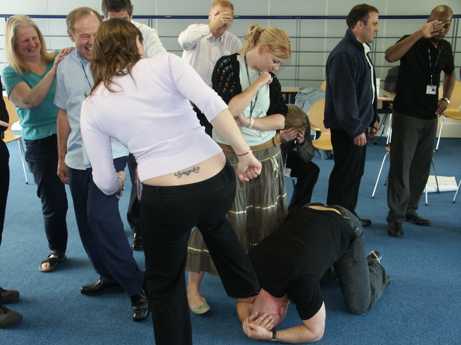 School staff taking part in an interactive anti bullying training workshop